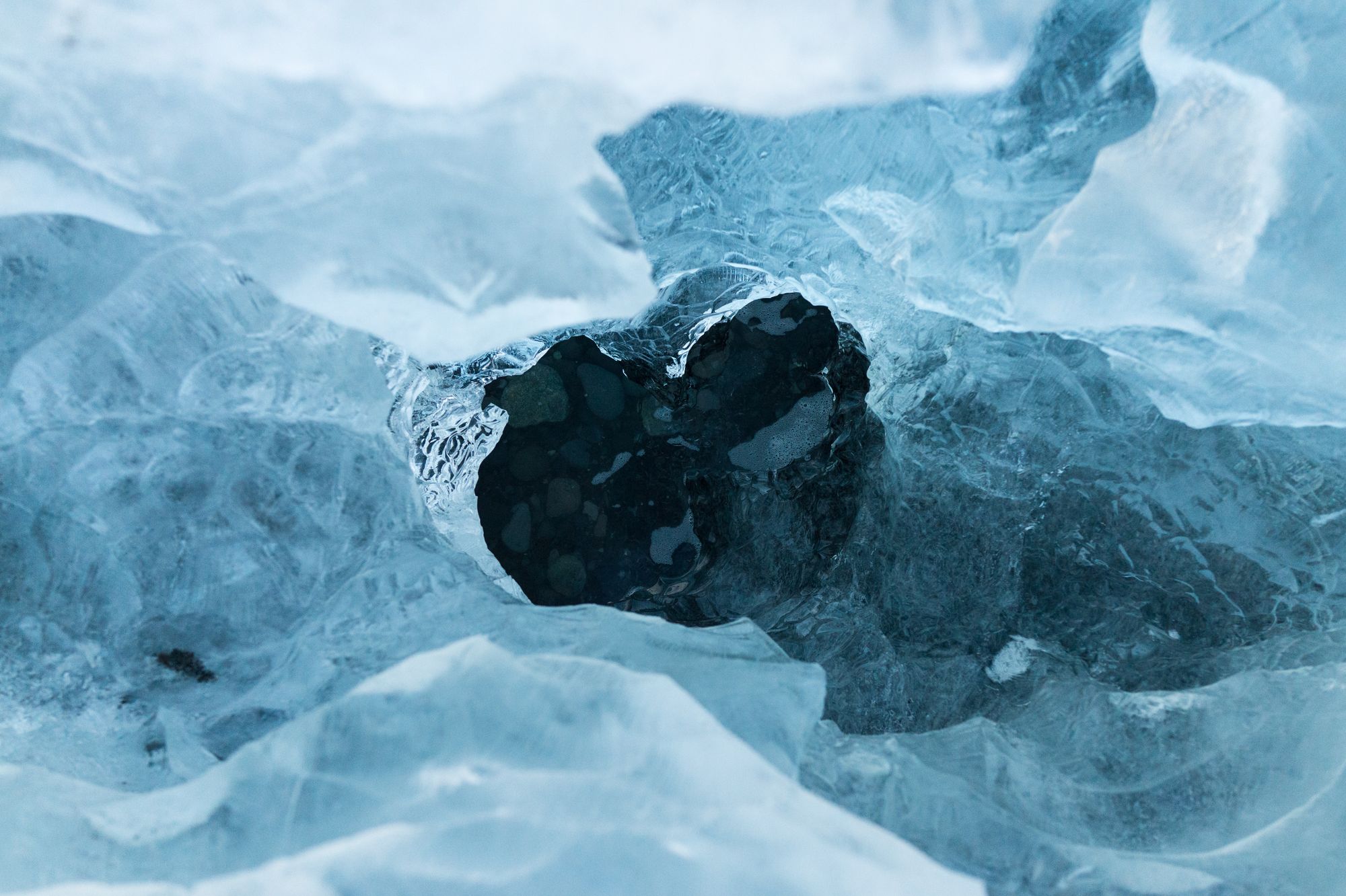 Ice and the river below